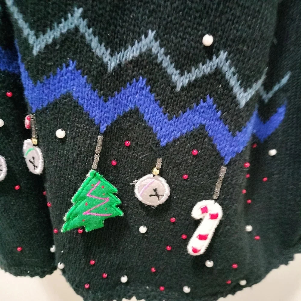 Celebration Wear Planet And Company Festive Black Cardigan with Holiday Accents - Picture 4 of 9